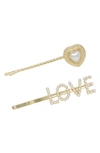 ETTIKA ETTIKA LOVE SET OF 2 HAIR PINS,HR094.PRL.IG