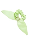 Ettika Bow Crystal Scrunchie In Green