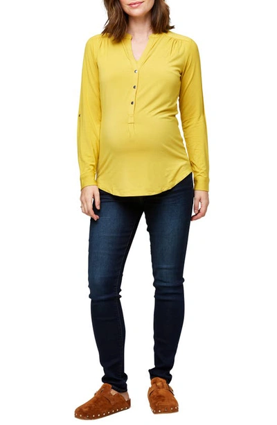 Nom Maternity Amelie Snap Front Maternity/nursing Top In Ochre