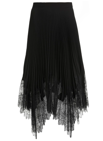 Tory Burch Lace-trim Sunburst Pleated Skirt In Black