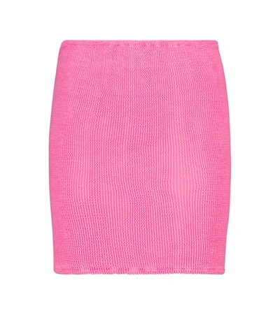 Hunza G Crinkled-effect Mini Skirt In Bubble Gum Pink