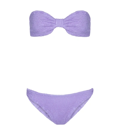 Hunza G Stretch Nylon Bandeau Bikini With Ribbed Texture In Animal Print