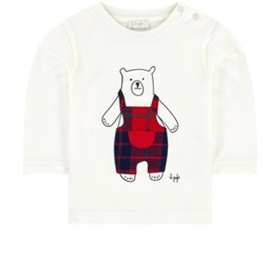 Il Gufo Babies' Bear-print Logo T-shirt In Cream