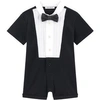 Dolce & Gabbana Baby Tuxedo Cotton-blend Playsuit In Black