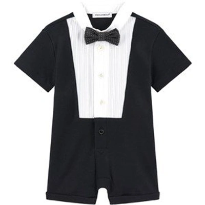 Dolce & Gabbana Baby Boy's Stretch Cotton Tuxedo Romper In Black