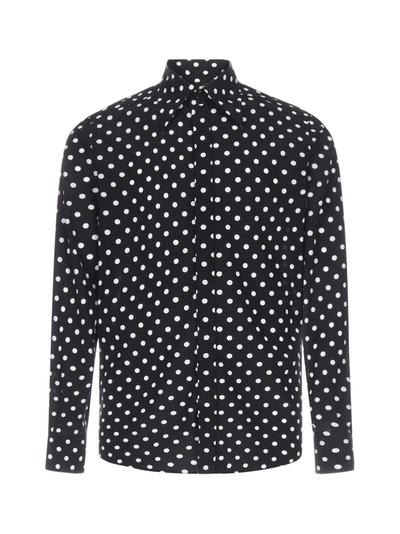 Dolce & Gabbana Polka Dot Printed Shirt In Black