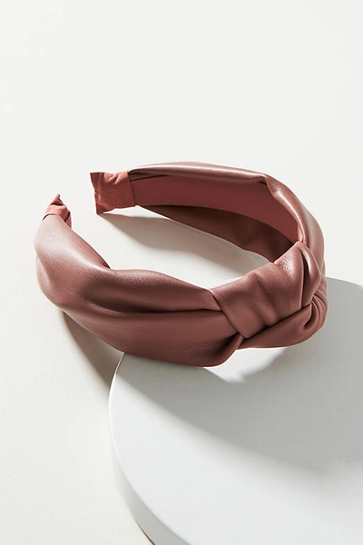 Anthropologie Faux Leather Knotted Headband In Purple