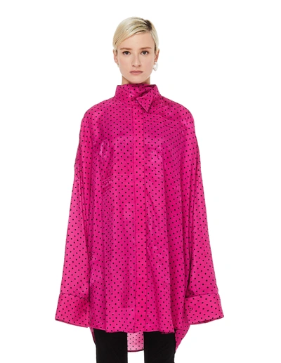 Balenciaga Oversized Polka-dot Satin-jacquard Shirt In Pink