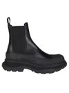 ALEXANDER MCQUEEN BLACK LEATHER TREAD CHELSEA BOOTS,11639938