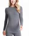 Cuddl Duds Plus Size Fleecewear With Stretch Crewneck Top In Heather Charcoal