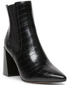 Steven New York Nico Flared-heel Chelsea Booties In Black Croco