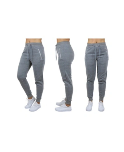 Galaxy By Harvic Women's Loose Fit Jogger Pants With Zipper Pockets In Heather Grey