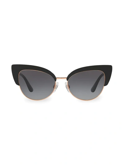 Dolce & Gabbana Dg4346 Half-rim 53mm Cat Eye Sunglasses In Grey-black
