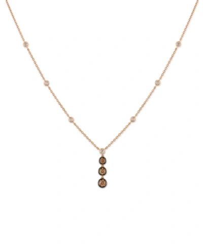 Le Vian Chocolate Diamond & Vanilla Diamond 18" Pendant Necklace (1-1/5 Ct. T.w.) In 14k Rose Gold