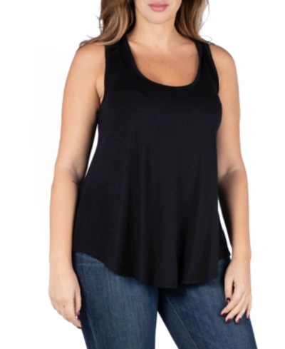 24seven Comfort Apparel Women's Plus Size Round Hemline Razorback Tank Top In Black