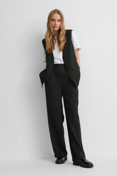Na-kd Striped Straight Suit Pants - Black
