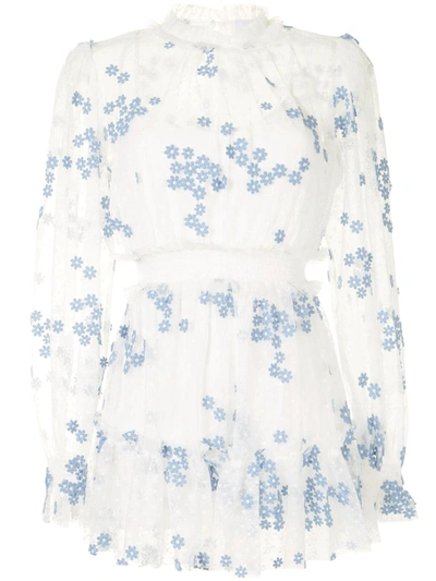Alice Mccall Floral-print Transparent Playsuit In White