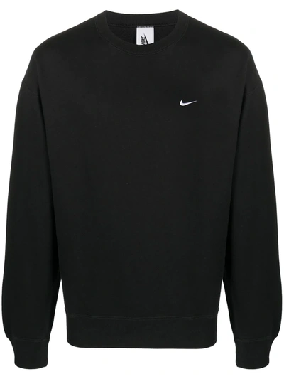 Nike Swoosh Embroidered Sweatshirt In Black