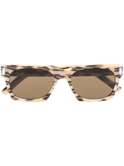 Saint Laurent Multicoloured 402 Square Animal Print Sunglasses In Brown