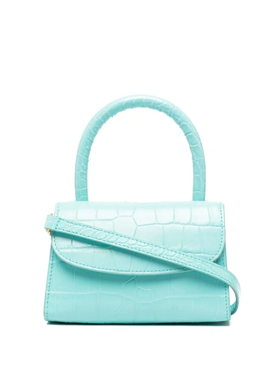 By Far Mini Crocodile-embossed Leather Bag In Blue