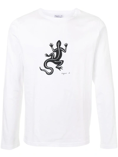 Agnès B. Coulos Lizard-print T-shirt In White
