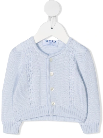 Siola Babies' Cable-knit Detail Cardigan In Blue