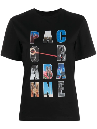 Rabanne Logo Print T-shirt In Black