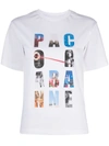 Rabanne Logo-print Gathered Organic-cotton T-shirt In White