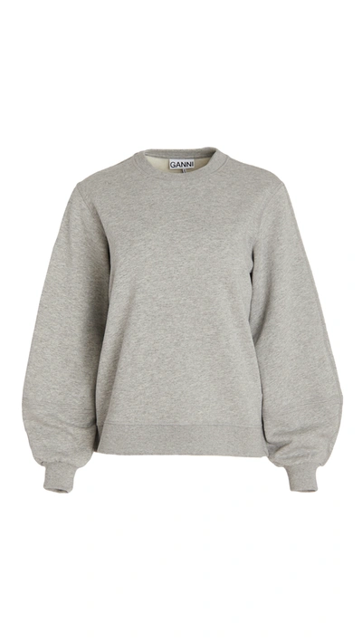 Ganni Software Isoli Crewneck Sweatshirt In Grey