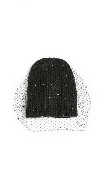 Jennifer Behr Michelle Voilette Bubble Beanie In Black