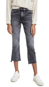 Mother The Insider High Waist Frayed Step Hem Crop Bootcut Jeans In Train Stops