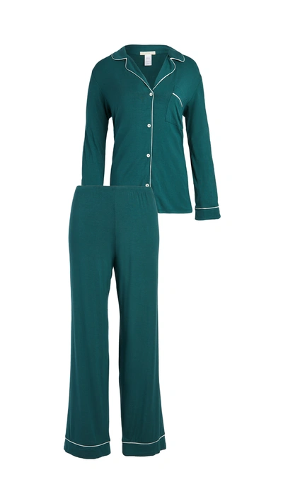 Eberjey Gisele Jersey Knit Pajamas In Evergreen/ivory