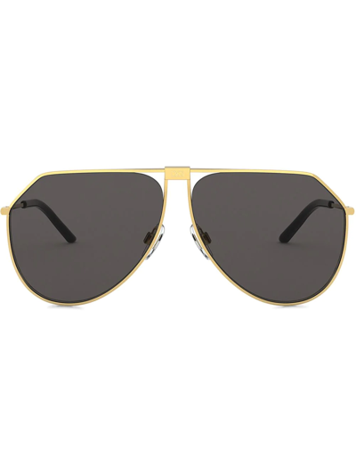 Dolce & Gabbana Gold Frame Metal Sunglasses With Gray Lenses