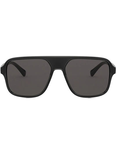 Dolce & Gabbana Step Injection Pilot-frame Sunglasses In Grey And Black