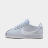 Nike Grey & White Leather Classic Cortez Sneakers In Light Smoke Grey/particle Grey
