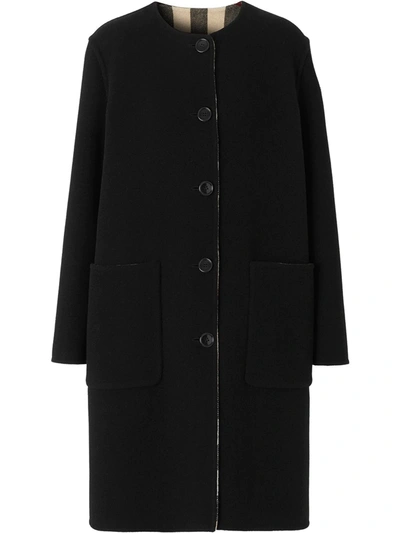 Burberry Tisbury Reversible Virgin Wool Blend Coat In Black