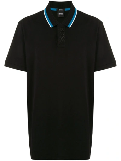 Hugo Boss Logo Print Polo Short In Black