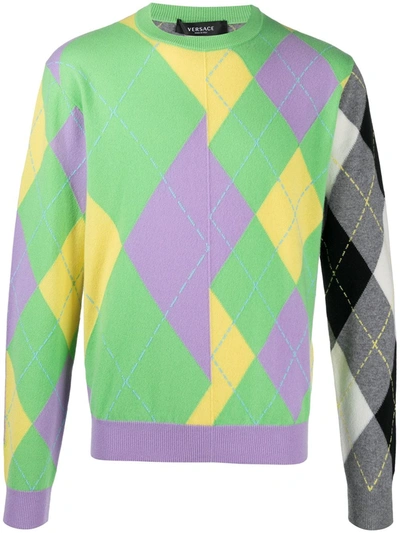 Versace Patterned Intarsia-knit Jumper In Multi