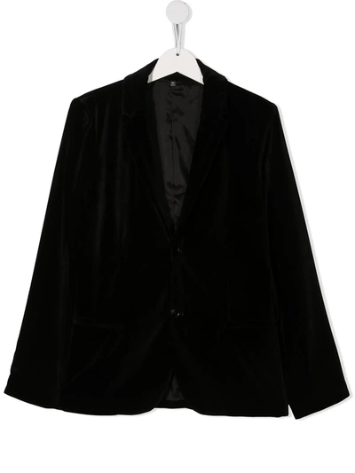 Emporio Armani Teen Velvet Blazer In Black