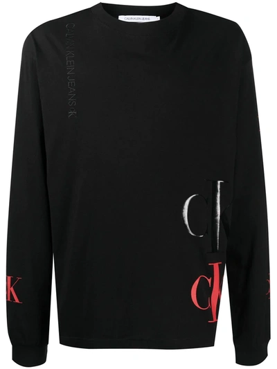 Calvin Klein Jeans Est.1978 Long-sleeved Logo Print Sweater In Black