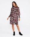 ANN TAYLOR PETITE FLORAL SMOCKED NECK SHIFT DRESS,552788