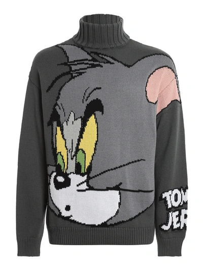 Gcds Tom & Jerry Intarsia Knit Jumper In Grey