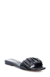 Santoni Allonge Ruched Leather Slide Sandals In Black