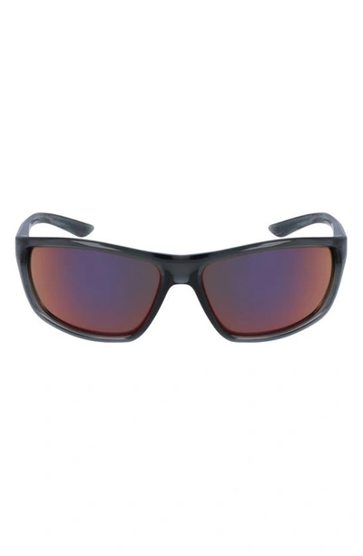 Nike Adrenaline 66mm Rectangular Sunglasses In Velvet Brown/ Med Olive/ Brown