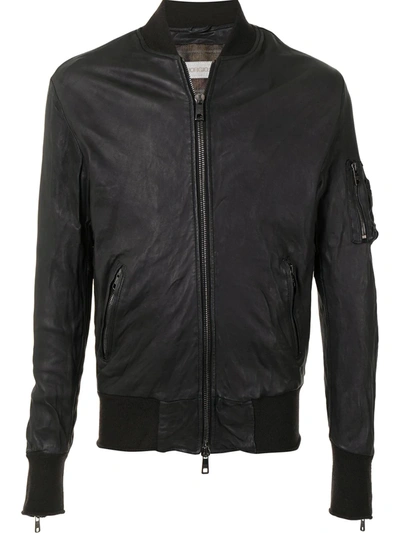 Giorgio Brato Zipped Leather Bomber Jacket In Black
