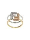 Fendi Crystal-embellished Maxi Logo Ring In Gold