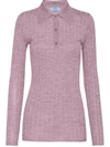 Prada Polo Cashmere-blend Shirt In Pink