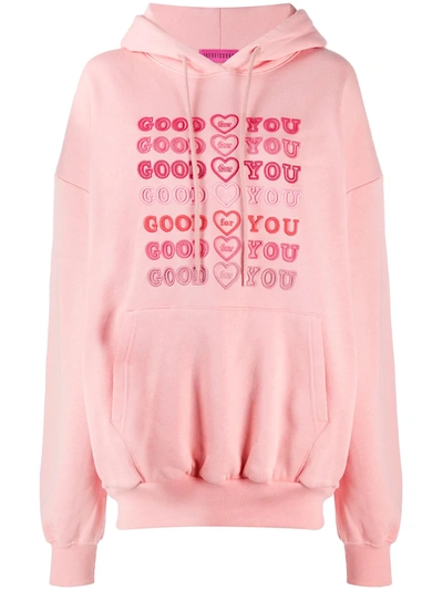 Ireneisgood Embroidered Cotton Hoodie In Pink