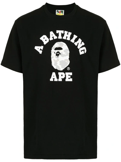 A Bathing Ape Camo College T恤 In Schwarz