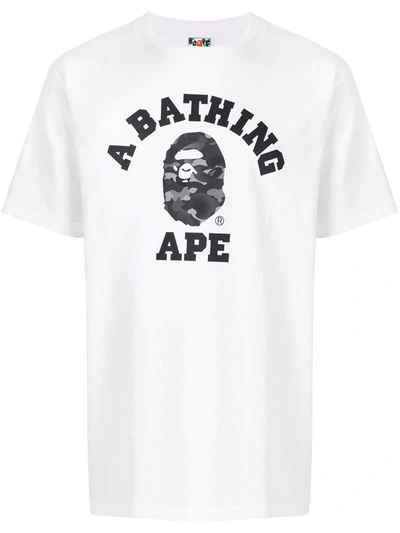 A Bathing Ape Camouflage-logo Print T-shirt In White